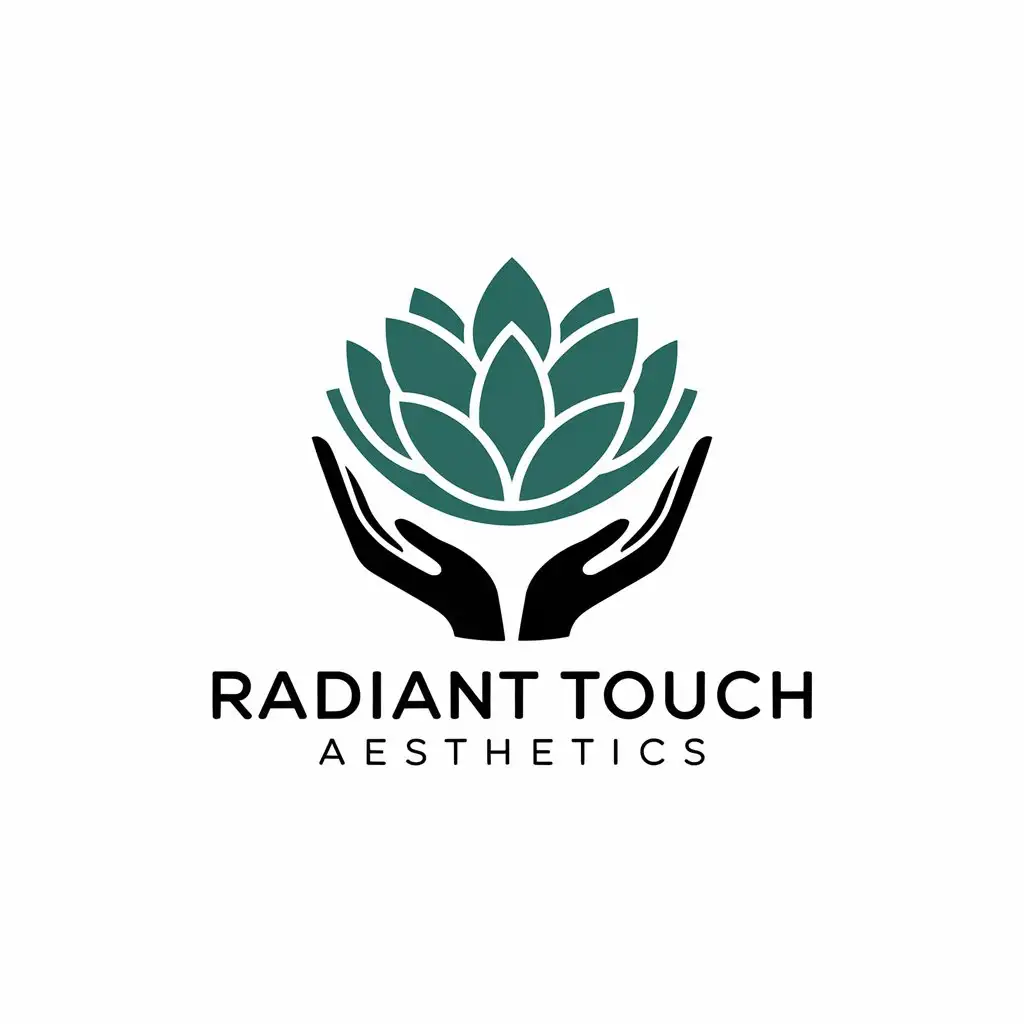 LOGO Design for Radiant Touch Aesthetics Vector Logo Featuring Energizing Hands and Agave with Beauty Theme