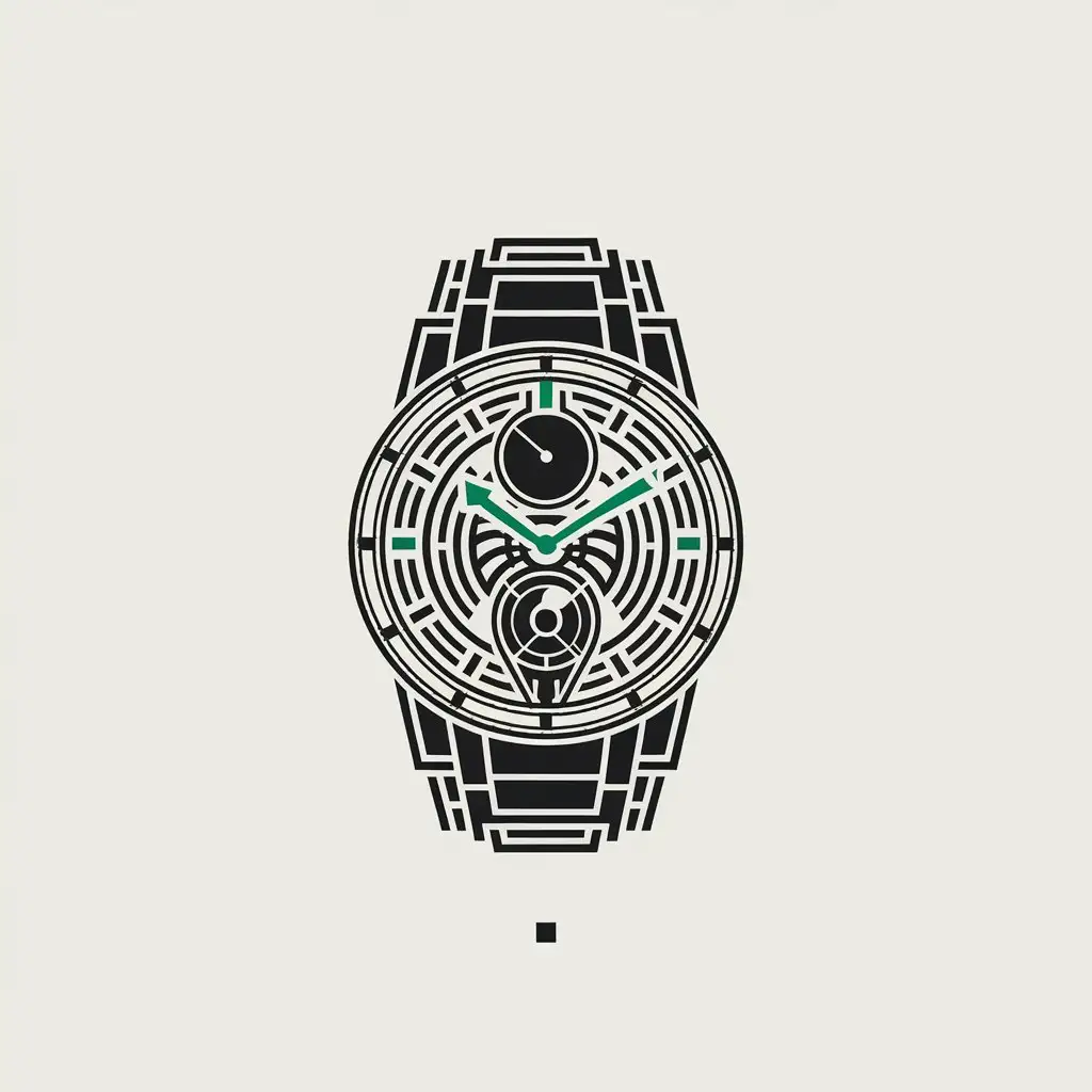 LOGO Design for Black Watches Green Hands with Clean and Simple Vector Style