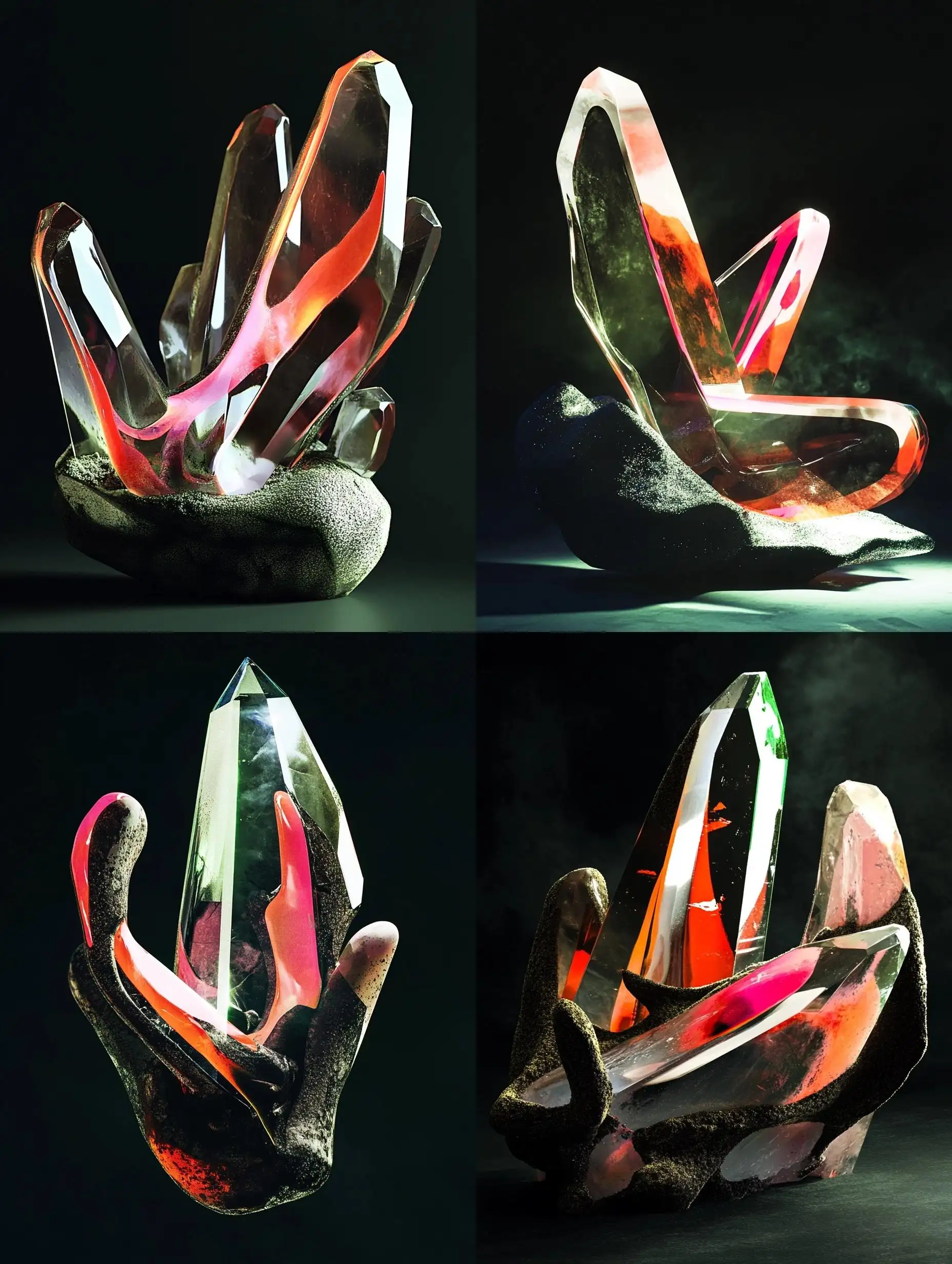 Surreal-Solid-Prism-Shard-in-Lime-Green-on-Black-Background