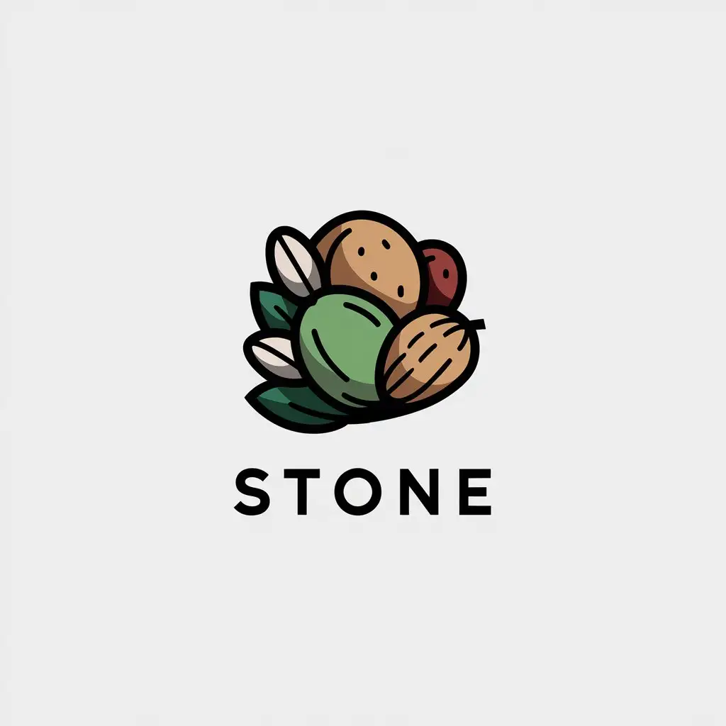 a vector logo design,with the text "stone", main symbol:melon seeds sunflower seeds nuts,Minimalistic,be used in commodity industry,clear background