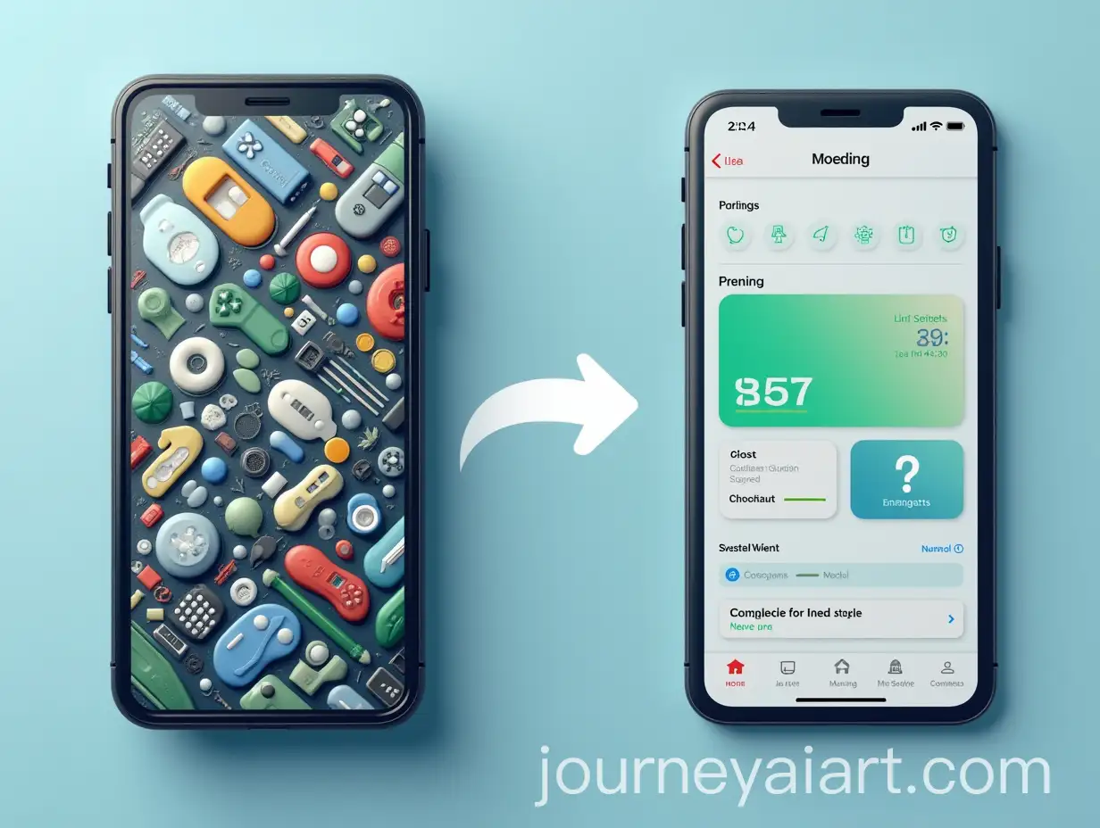 Cluttered-Smartphone-Screen-Transforming-into-Organized-2025-Tech-Interface-with-Green-Progress-Bar