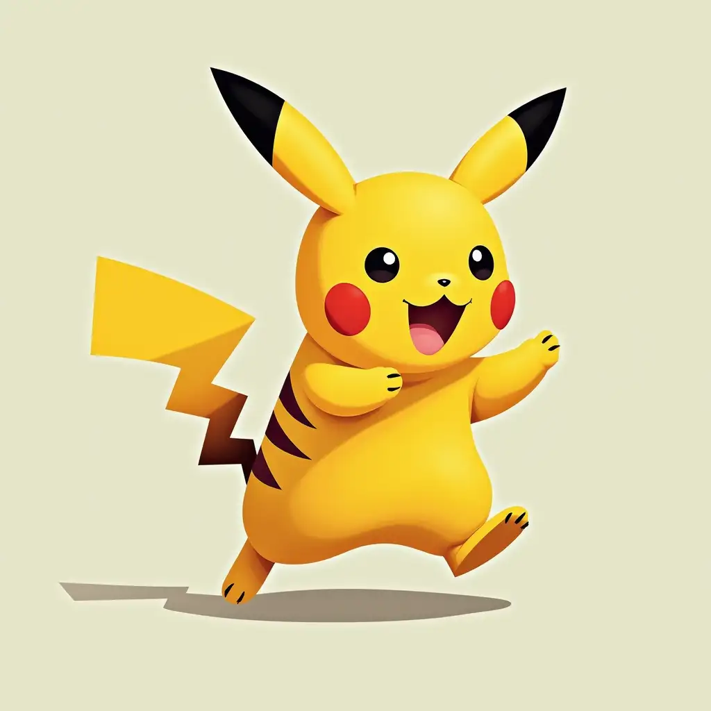 Make a picture of Pikachu running like a cat