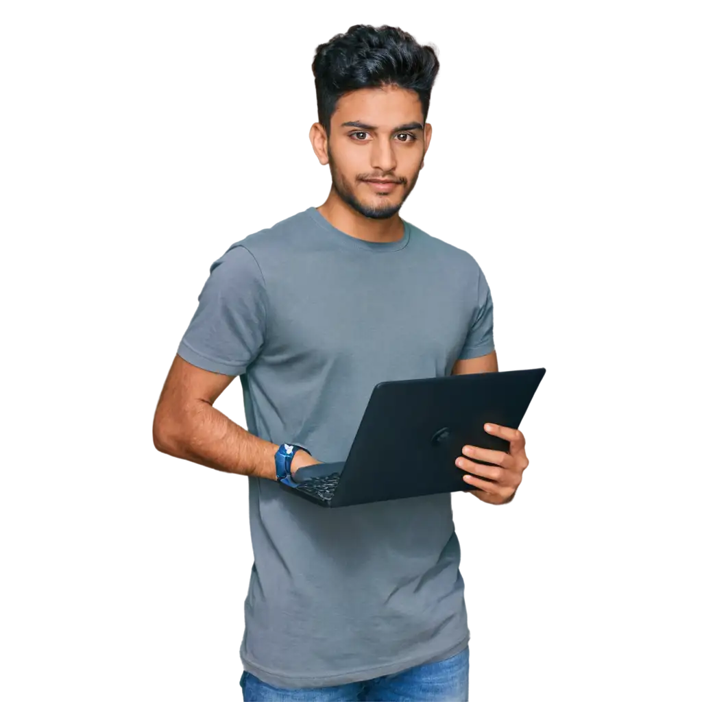 Young-Indian-Developer-Holding-Laptop-HighQuality-PNG-Image-for-Versatile-Usage