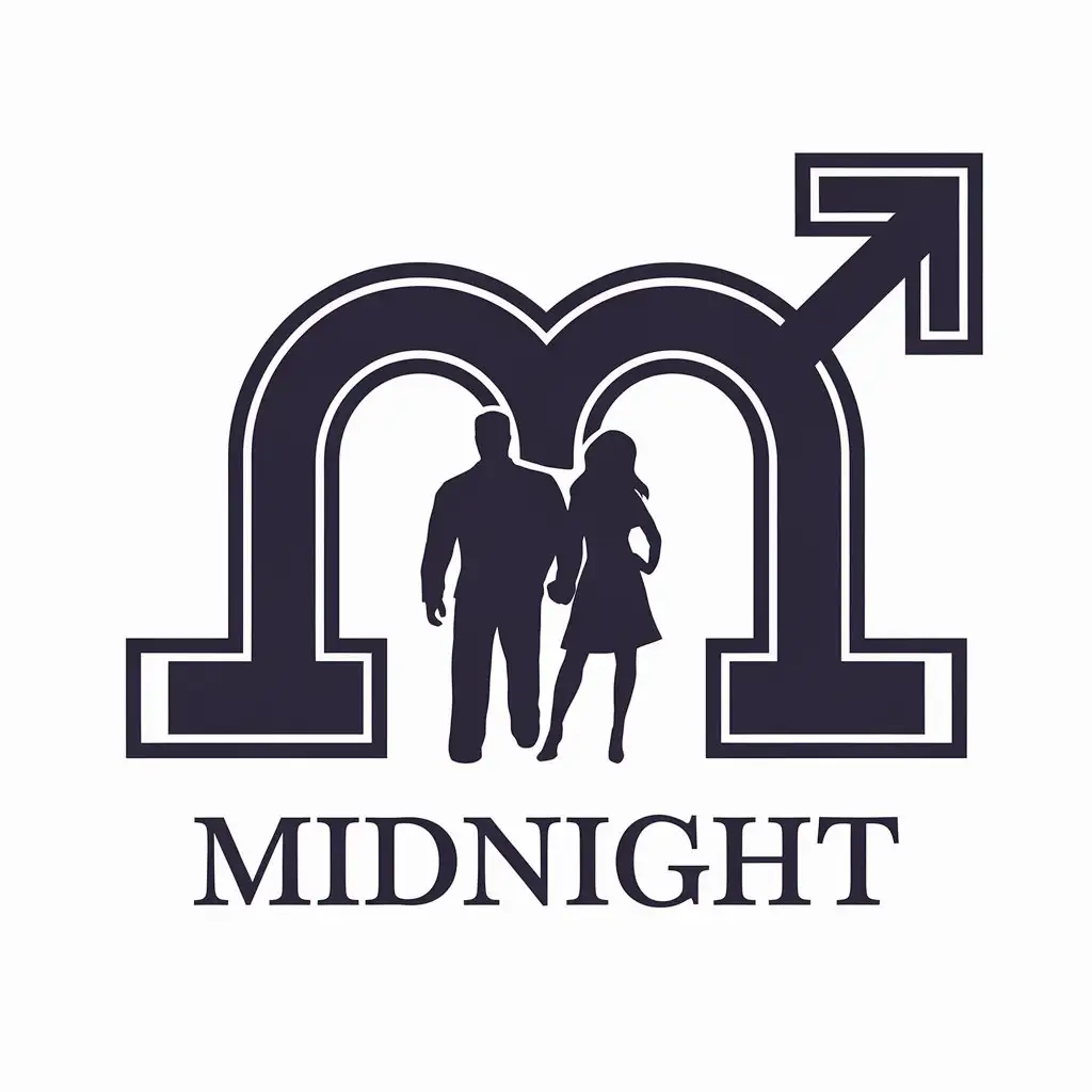 a vector logo design,with the text "midnight", main symbol:one male and one female,Moderate,be used in Retail industry,clear background