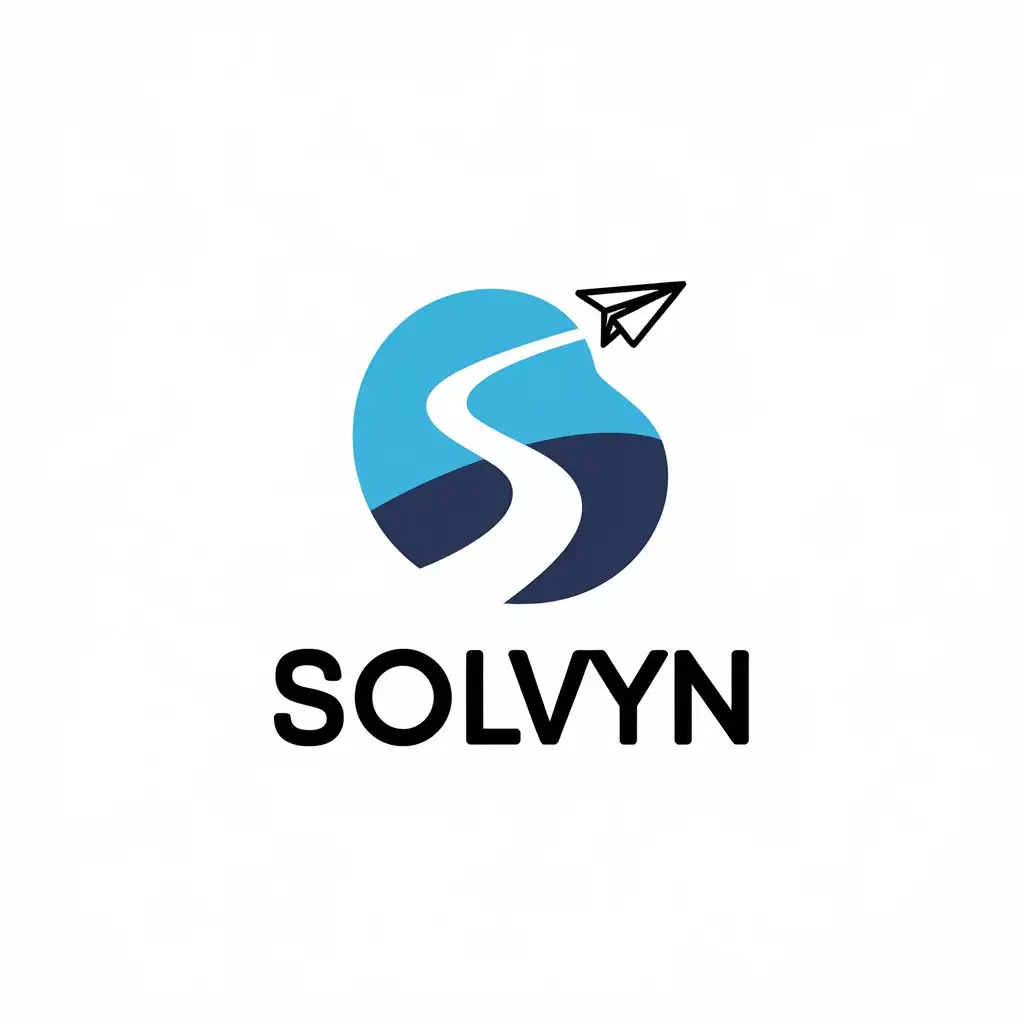 LOGO Design For Solvyn Paper Plane with Contrail Path Symbolism