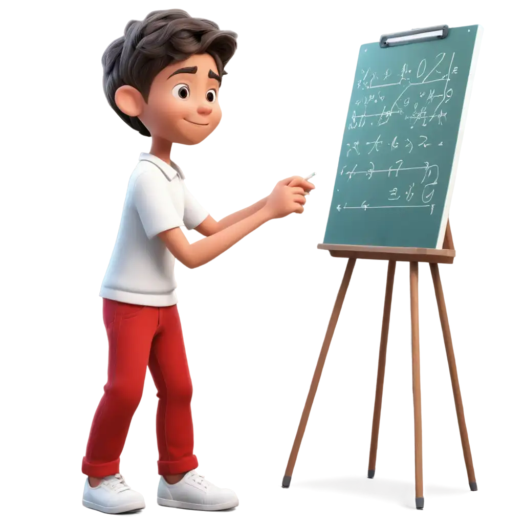 10YearOld-Boy-Solving-Math-Problems-on-a-Whiteboard-PNG-Animation-for-Educational-and-Creative-Uses