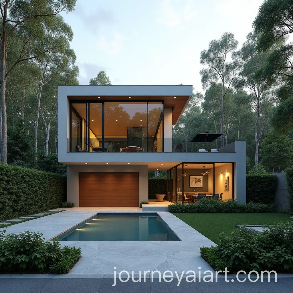 Modern-Villa-Surrounded-by-Trees-with-Garage-Pool-and-Backyard-in-the-City