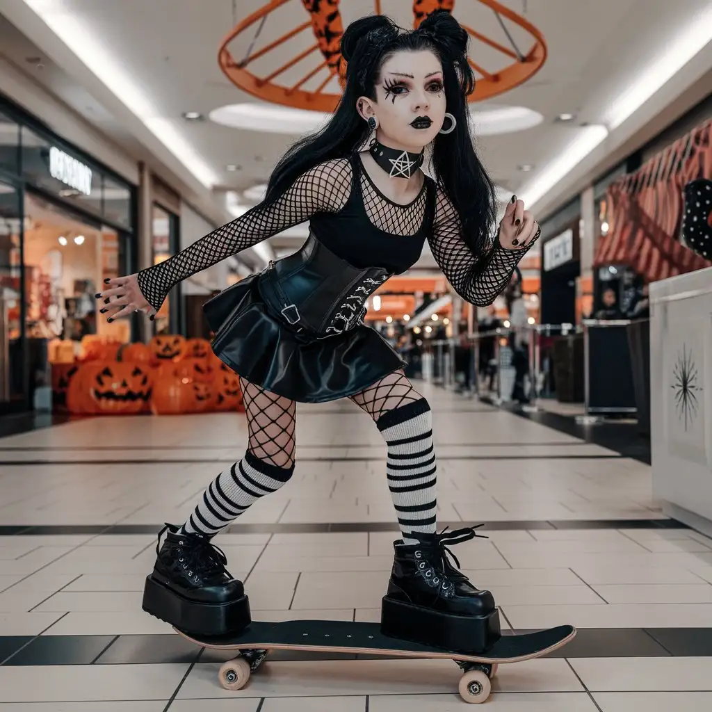 Gothic-Femboy-Makeover-12YearOld-Boy-in-Mall-Halloween-Skateboarding-Scene