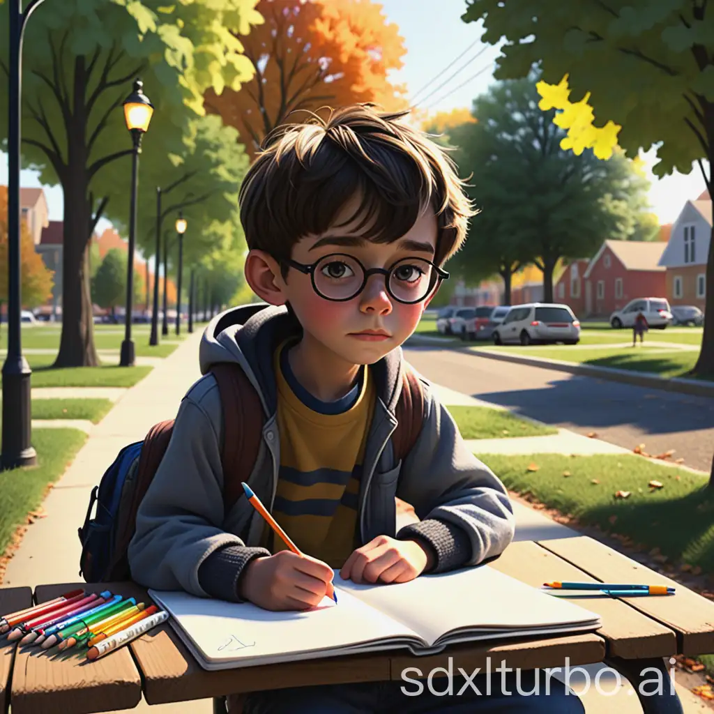 Young-Boy-Drawing-in-a-Park-After-School