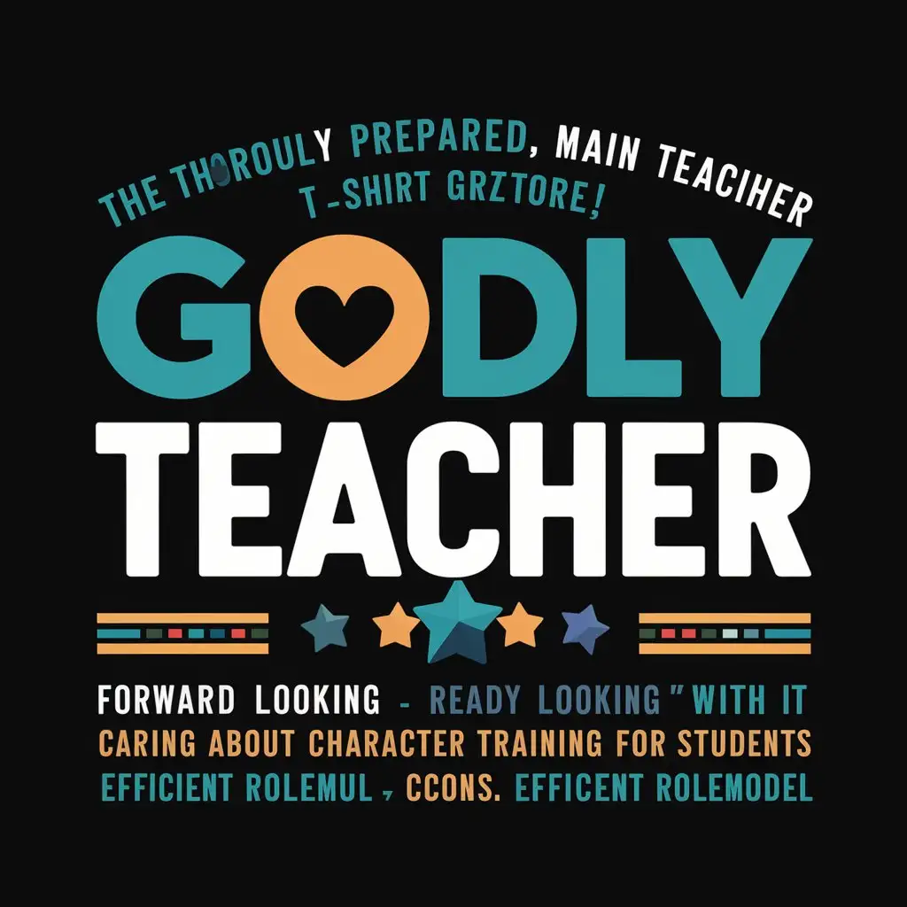 LOGO Design for Godly Teacher Bold and Colorful TShirt Graphic on Black