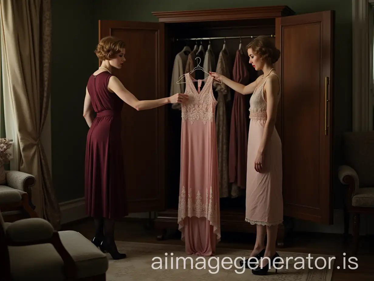 AI-Image-Expansion-RequestElegant-1920s-Feminine-Dressing-Room-with-Powerful-Patricia-Hodge-Lookalike-and-Timid-Gillian-Anderson-Lookalike