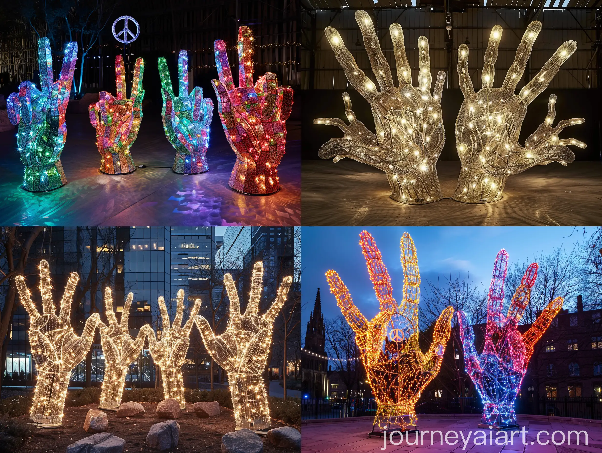 Sculptural-Hands-Making-Peace-Signs-in-LargeScale-Light-Installation