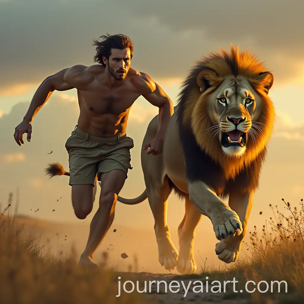 Lion-Chasing-and-Attacking-a-Man-in-the-WildAI-Art-Prompt-Expansion