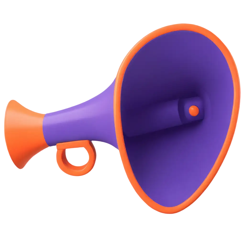 purple and orange color 3d megaphone icon