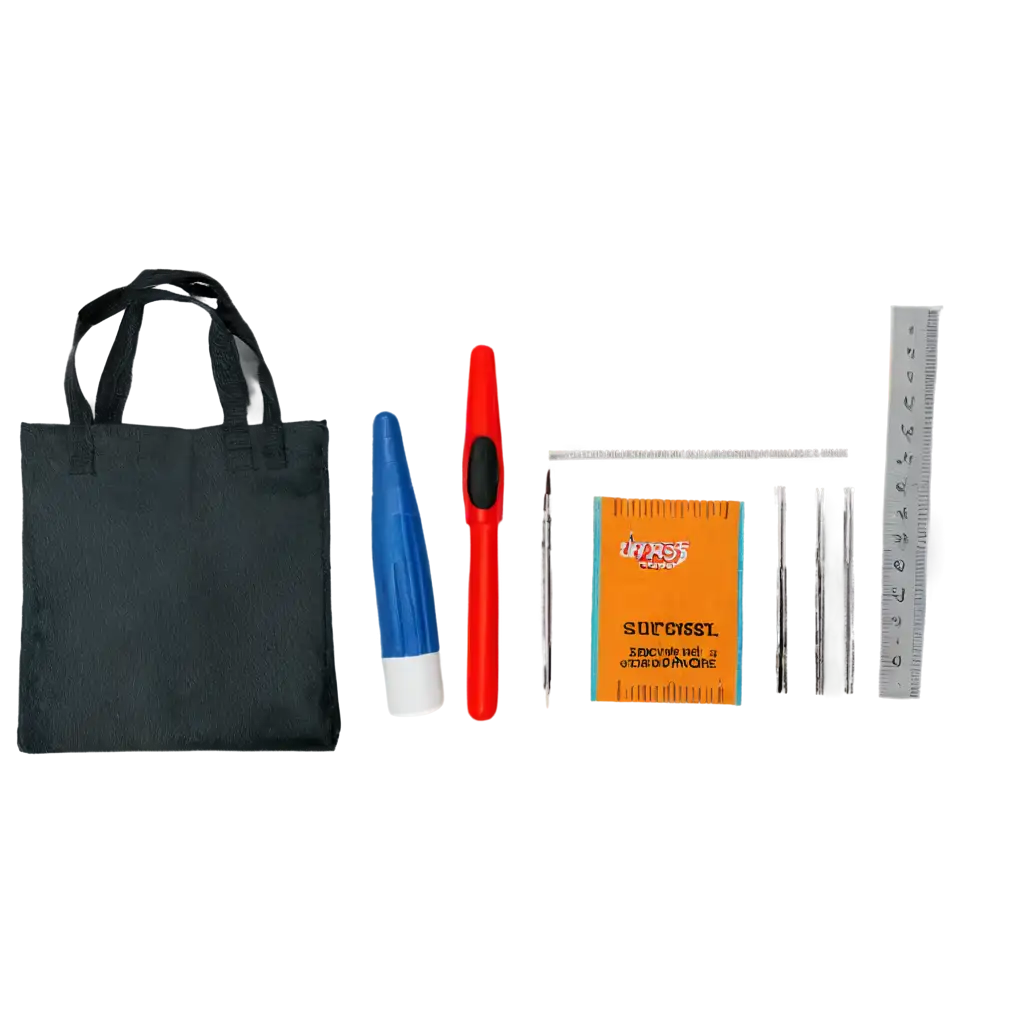 Creative-PNG-Image-of-School-Supplies-Forming-a-Fence-Bag-Sharpener-Eraser-Glue-Ruler