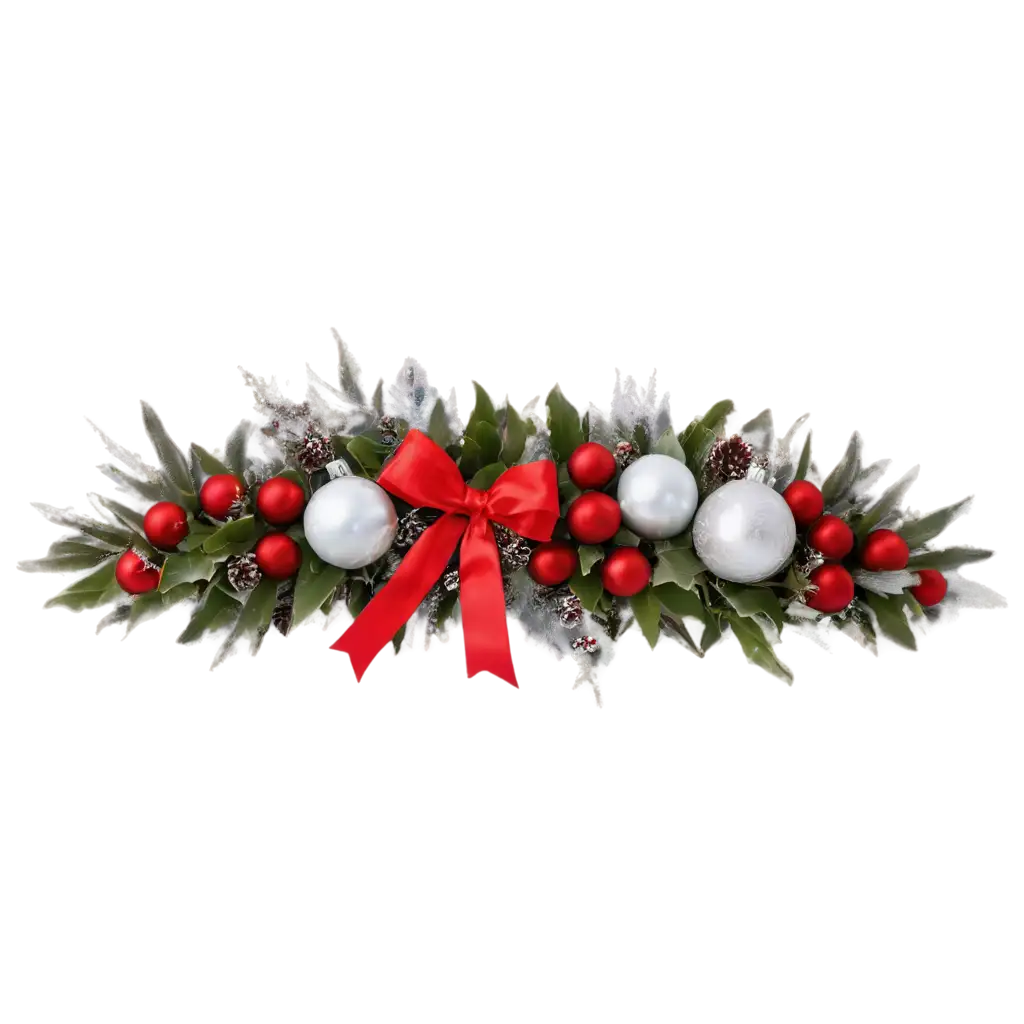 Beautiful-PNG-Christmas-Flower-Arrangement-with-Red-and-Silver-Ornaments