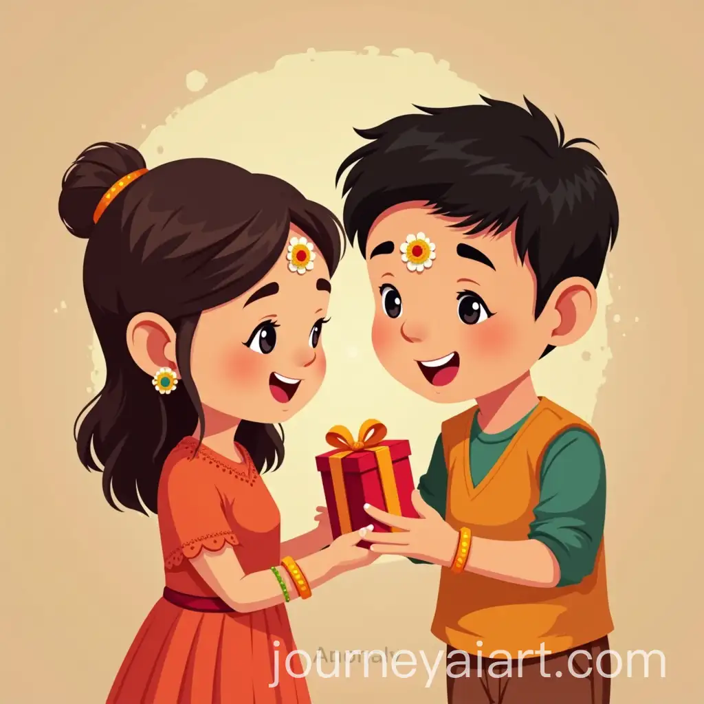 Brother-and-Sister-Celebrating-Raksha-Bandhan-with-Gift-and-Tilak