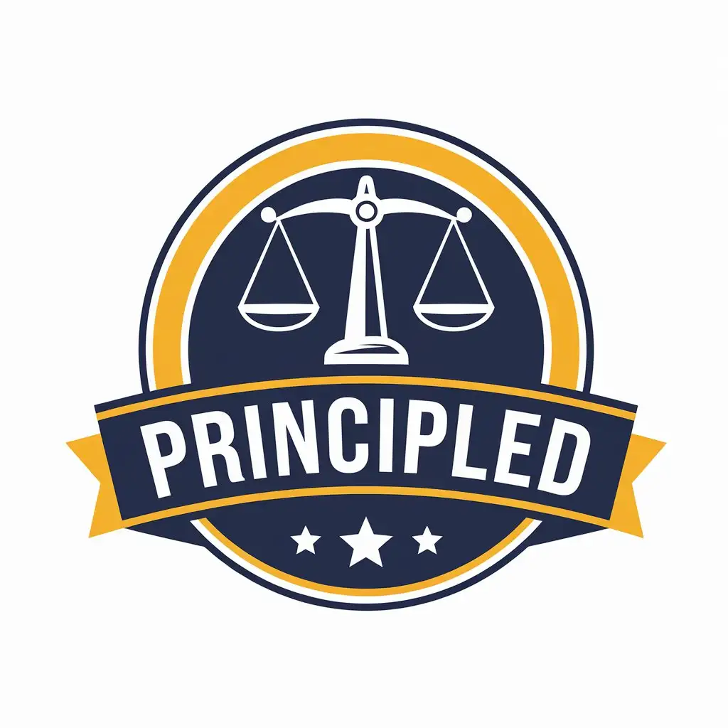 a vector logo design,with the text "PRINCIPLED", main symbol:TRUTH AND FAIR,Moderate,be used in Education industry,clear background