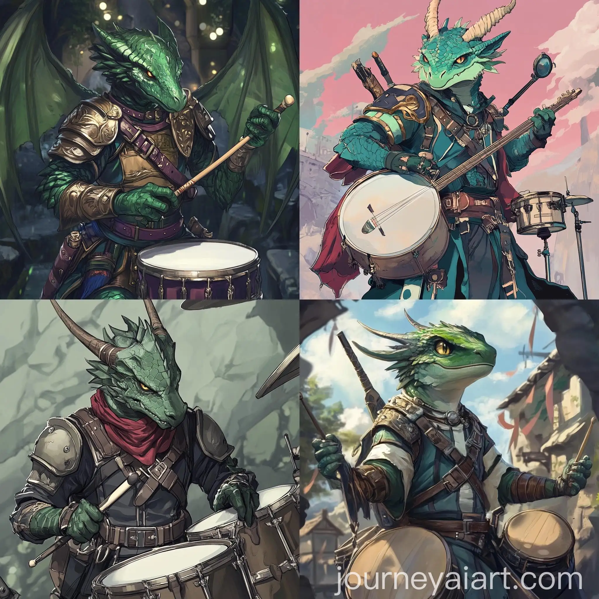 Emerald-Dragonborn-Bard-Drummer-in-Anime-Style