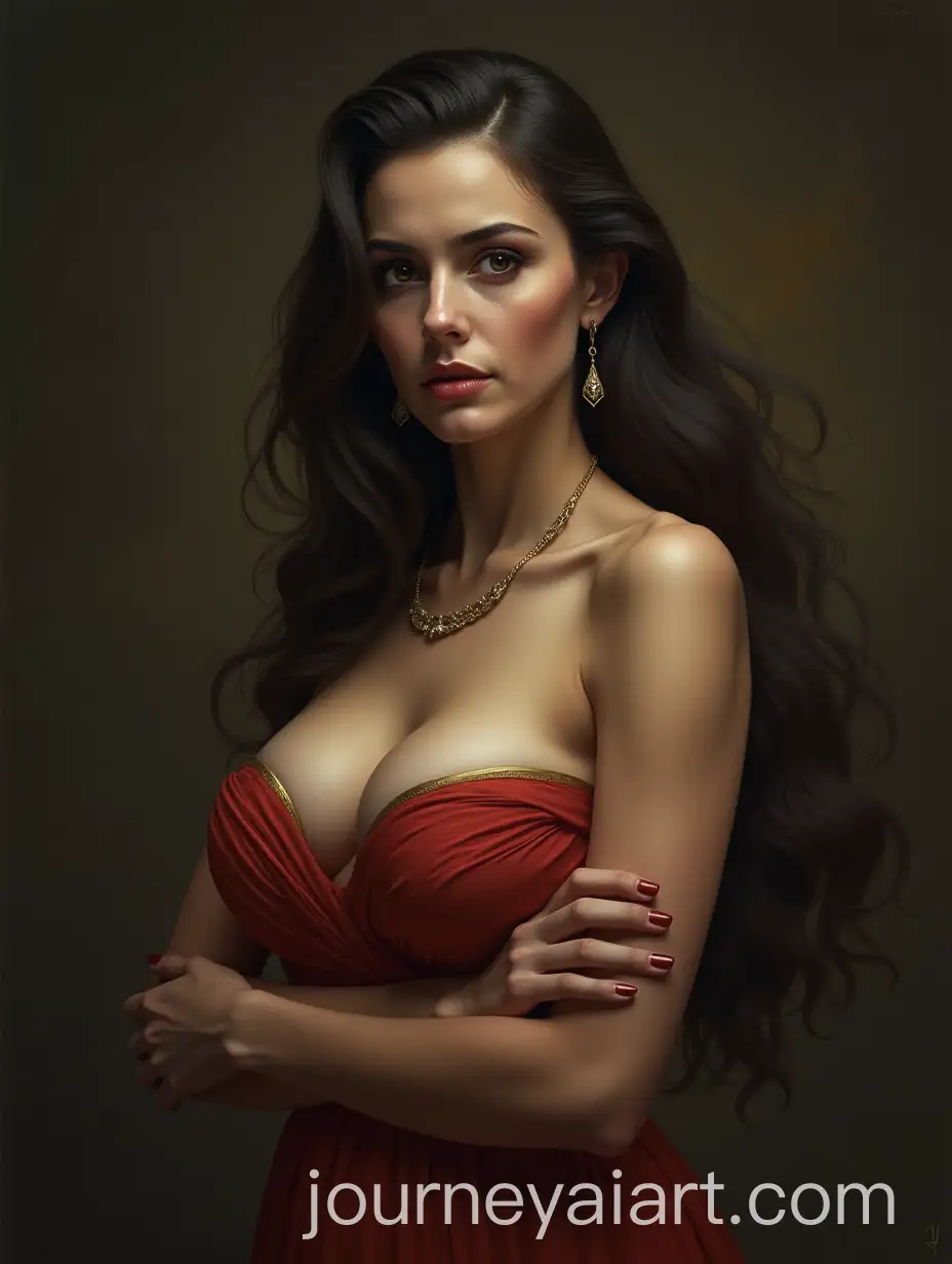 Fearful-Persian-Woman-with-Large-Bust-in-Traditional-Attire