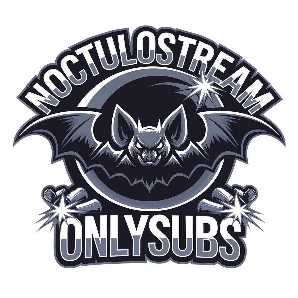 LOGO Design for NoctuloStream Bat with Stream Elements and OnlySubs Theme