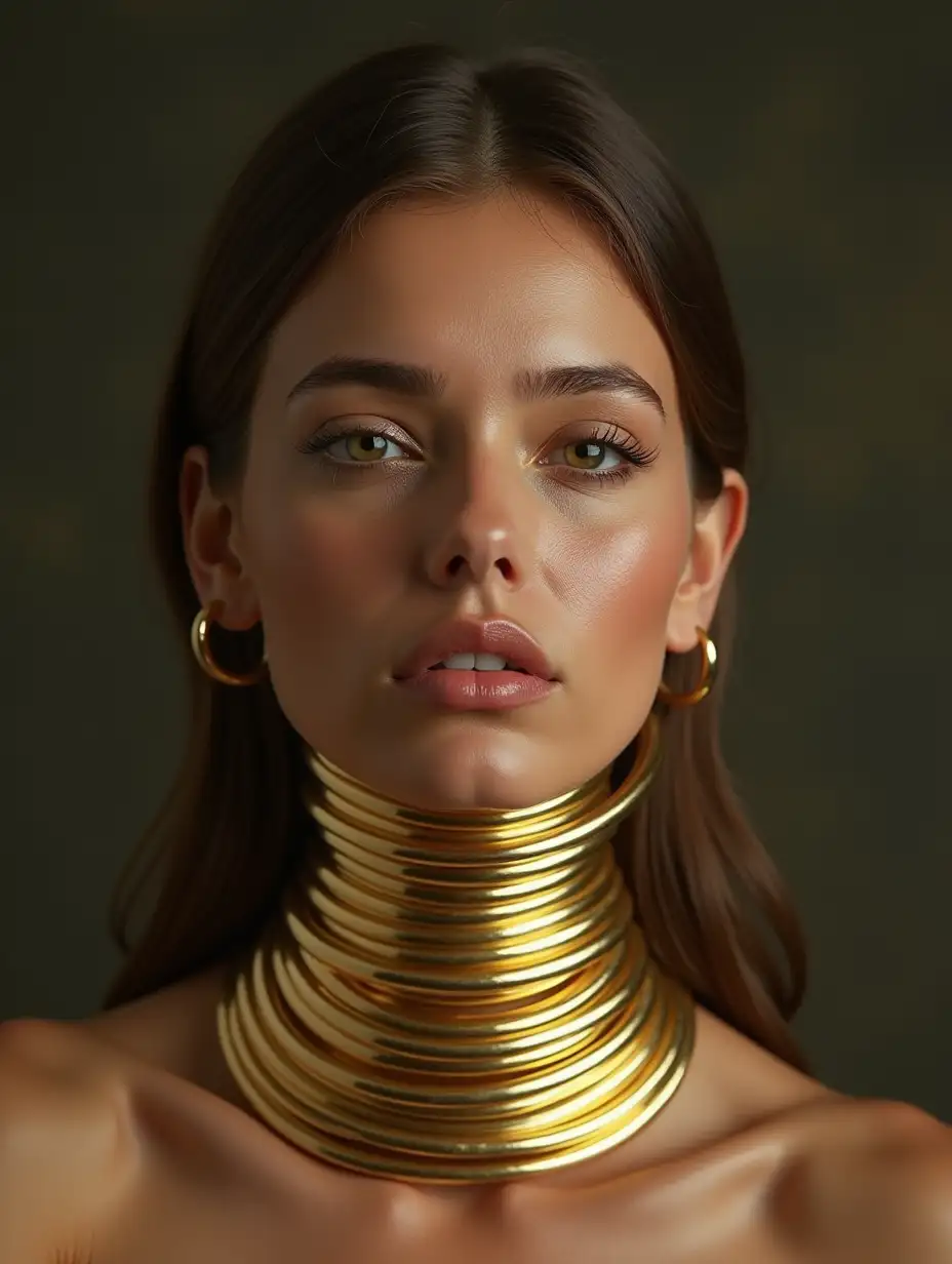 Sad-Portrait-of-a-Woman-with-Golden-Neck-Rings-and-Stretched-Neck