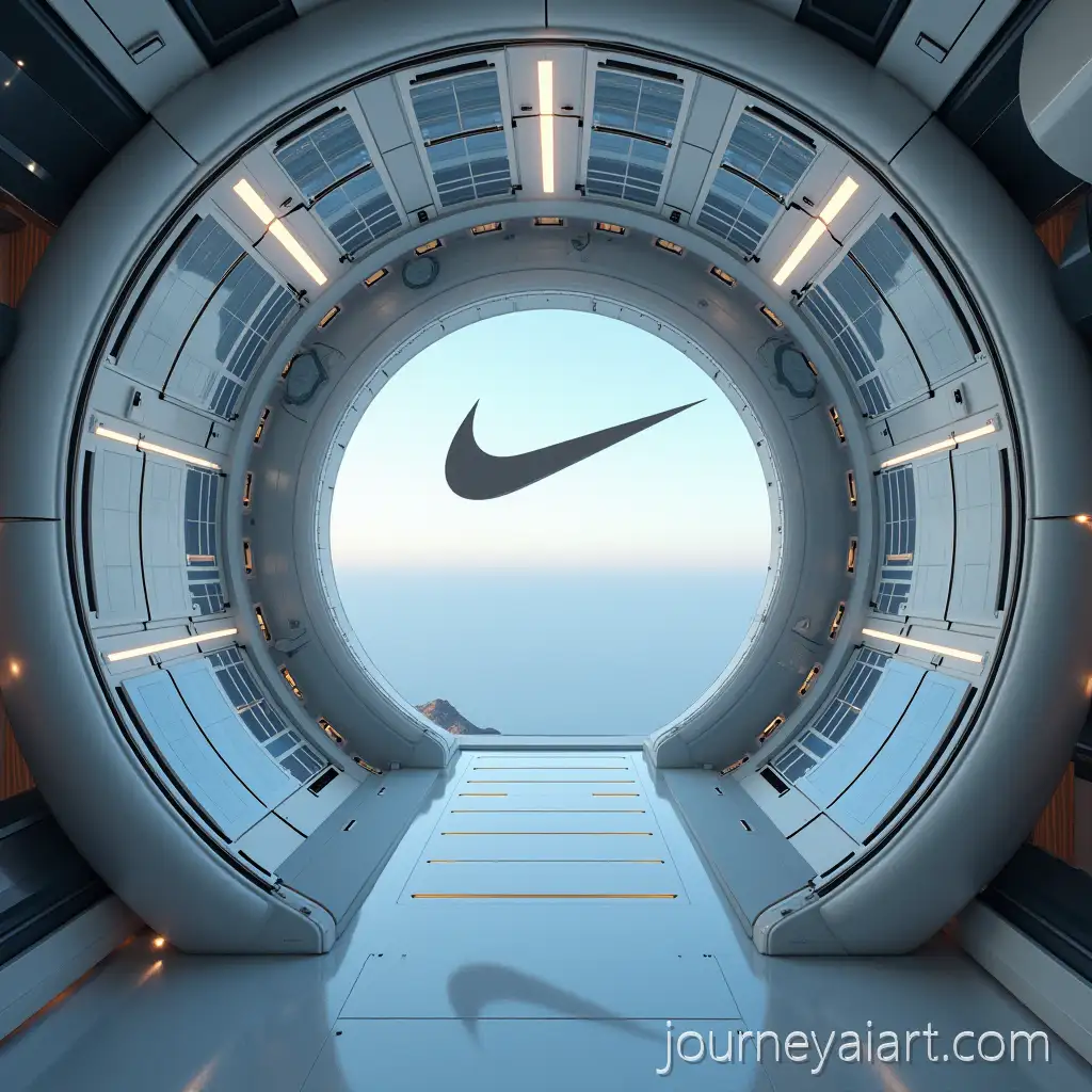 Futuristic-Nike-Space-Capsule-Station-in-Space-with-Sleek-Design-and-Solar-Panels