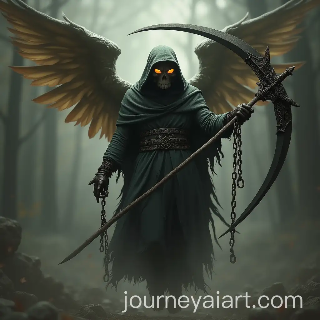 Plague-Doctor-Cupid-Holding-a-Scythe-with-Chains