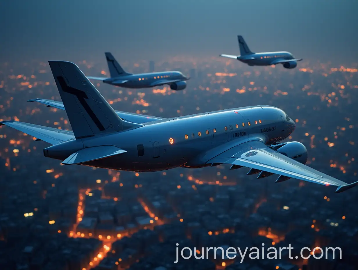 Futuristic-Autonomous-Passenger-Planes-Over-Megacities-at-Night