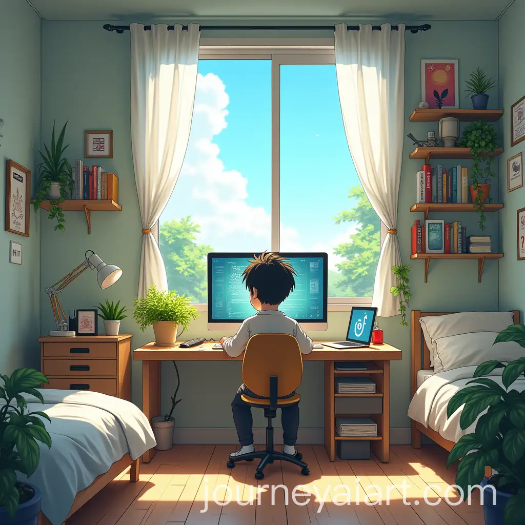 Little-Boy-Programming-in-a-Lively-and-Tranquil-AnimeStyle-Room