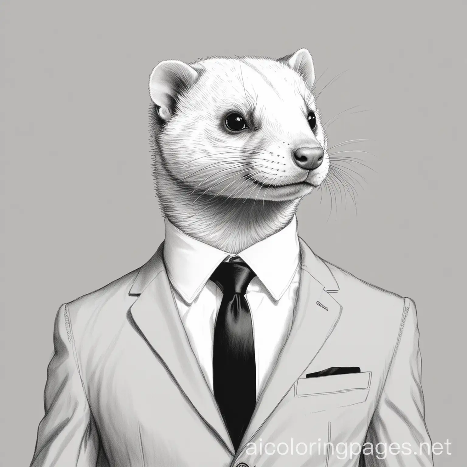 Businessman-with-Ferret-Head-Coloring-Page