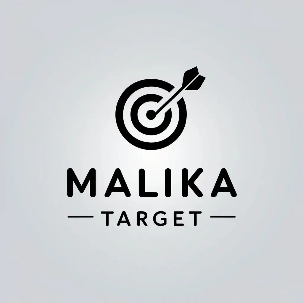 a vector logo design,with the text "Malika target", main symbol:dart,Minimalistic,be used in Internet industry,clear background