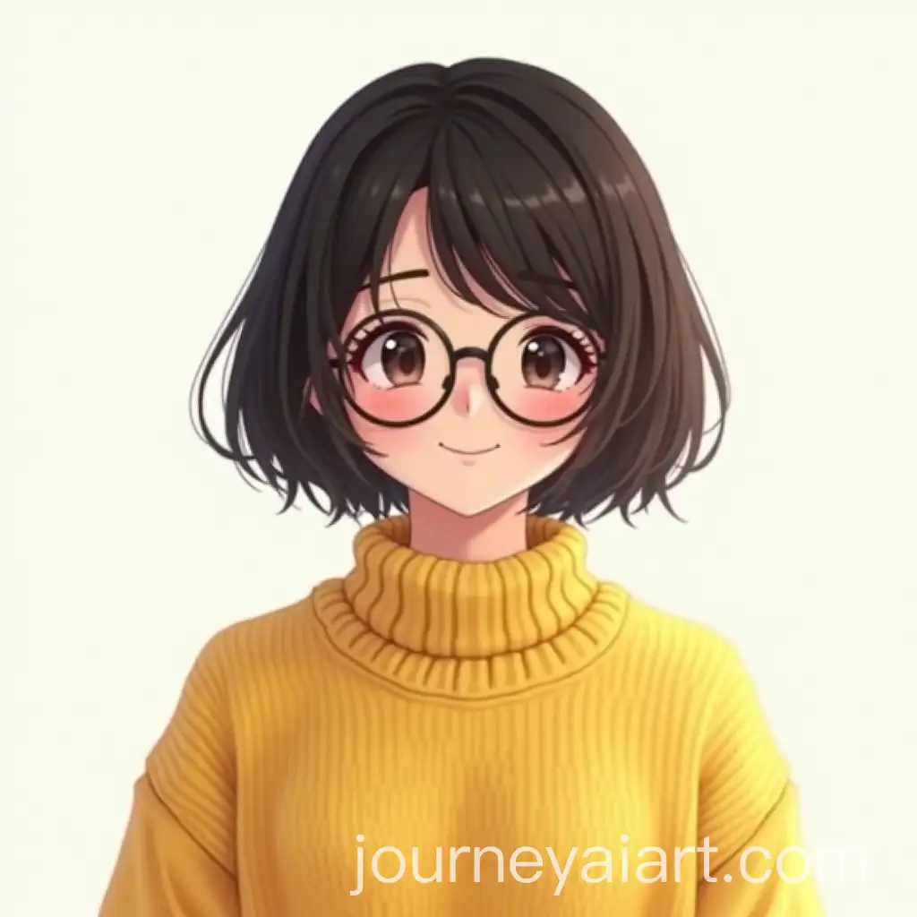 Cute-Japanese-Girl-in-Cozy-Yellow-SweaterAI-Art-Prompt-Expansion-with-Round-Glasses