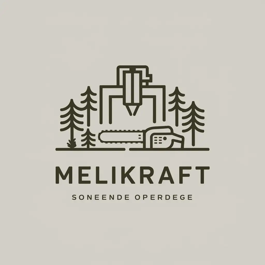 LOGO-Design-For-Melikraft-Industrial-Theme-with-CNC-Machine-Chainsaw-and-Tree-Motifs