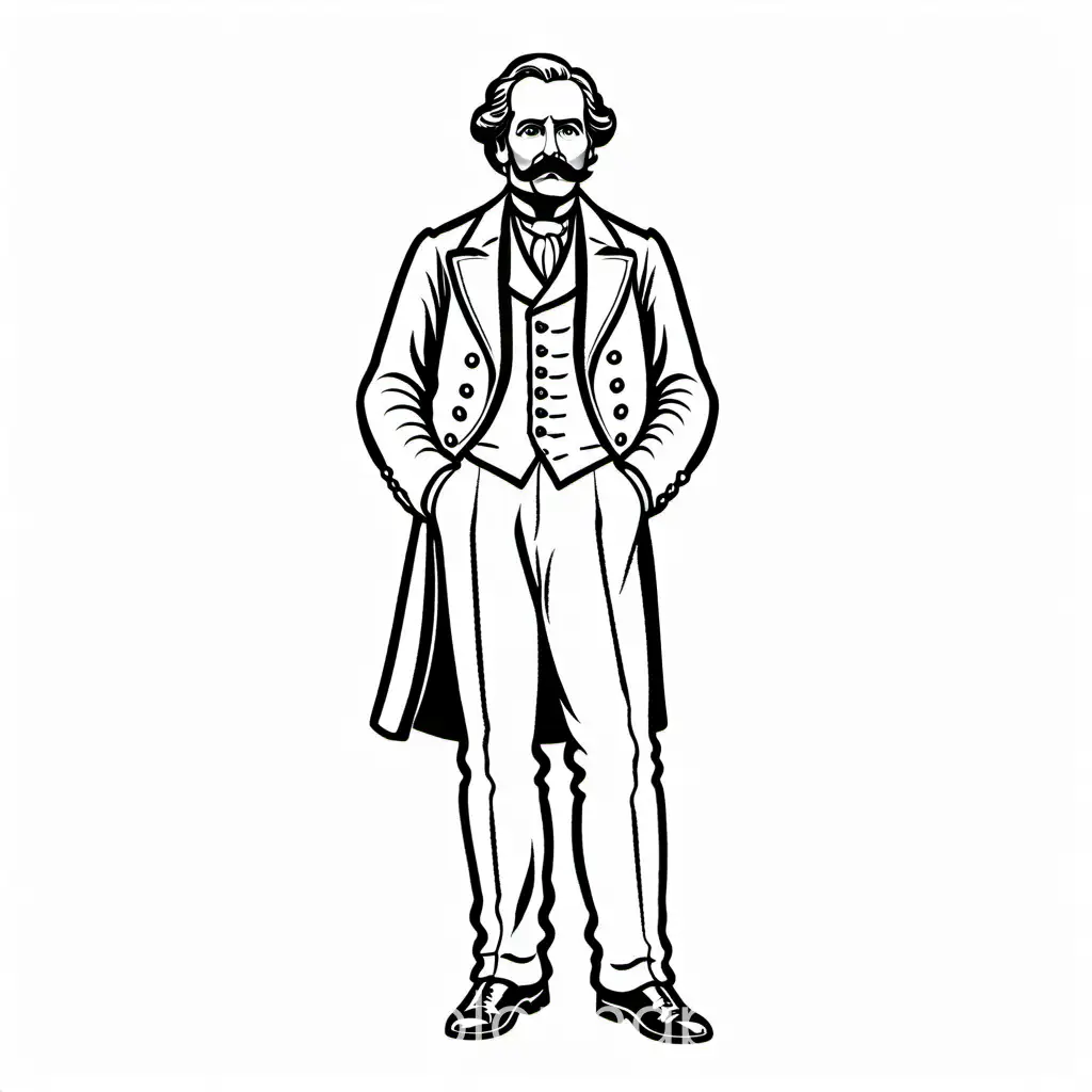 Composer-Jules-mile-Frdric-Massenet-Standing-Cartoon-Style-Clipart-for-Kids-Coloring-Page