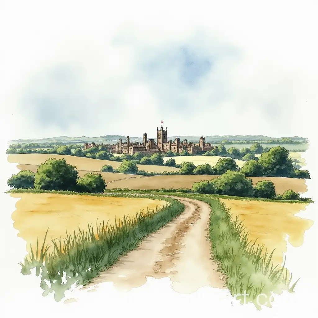 Watercolor-Sketch-of-Lincolnshires-Scenic-Landscape