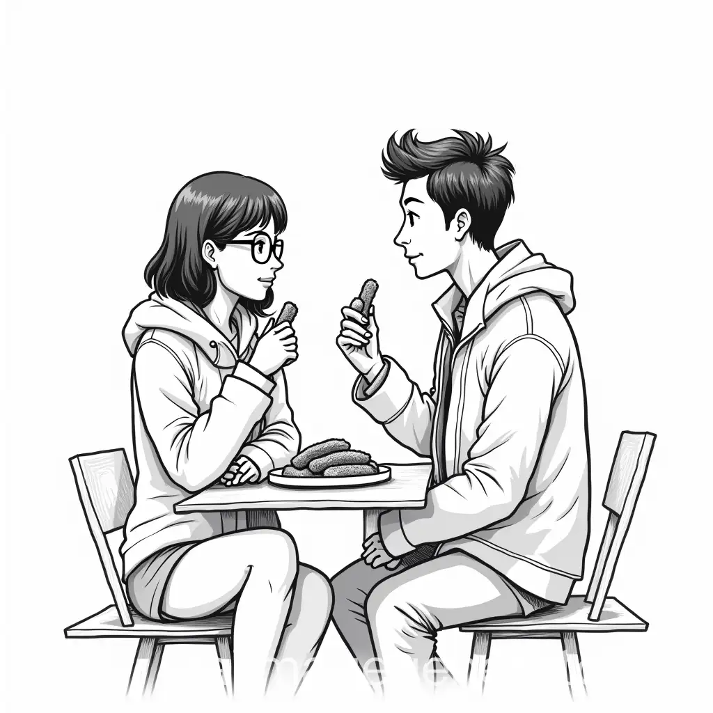 Couple-Enjoying-Churros-in-Winter-Sevilla-Black-and-White-Minimalist-Art