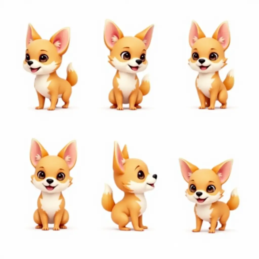 Multiple-Pose-Character-Sheet-of-a-Friendly-Chihuahua-Mascot-with-Beautiful-Tail