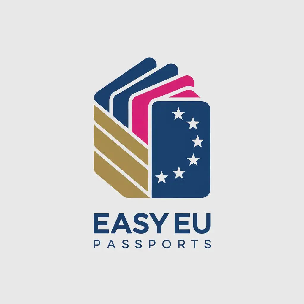 LOGO Design for Easy EU Passports European Stars Passport with Gold Royal Blue Magenta Theme