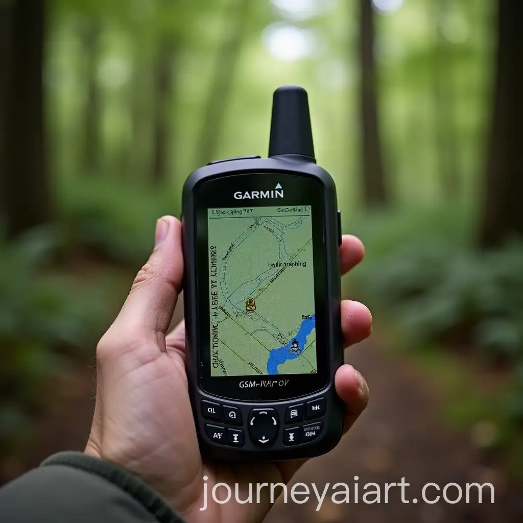 Hiker-Using-Garmin-GPSmap-67-in-Dense-Forest-with-Geocaching-Display