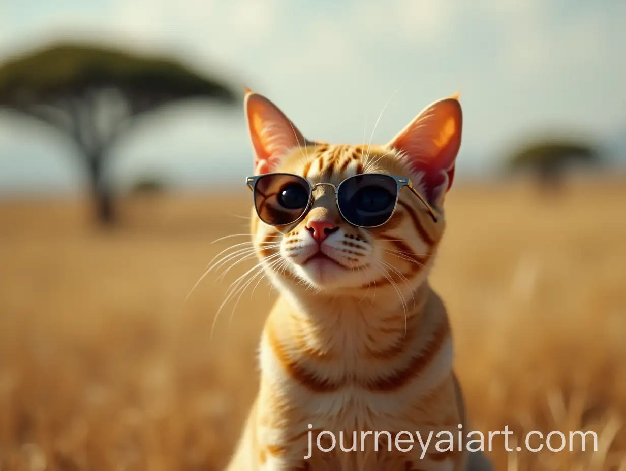 Cat-in-Sunglasses-Dancing-to-the-Beat-in-Savanna-Landscape