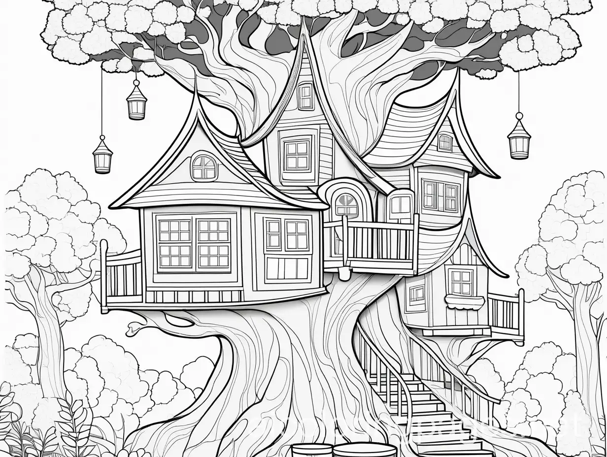 Fairytale-Tree-Houses-Coloring-Page