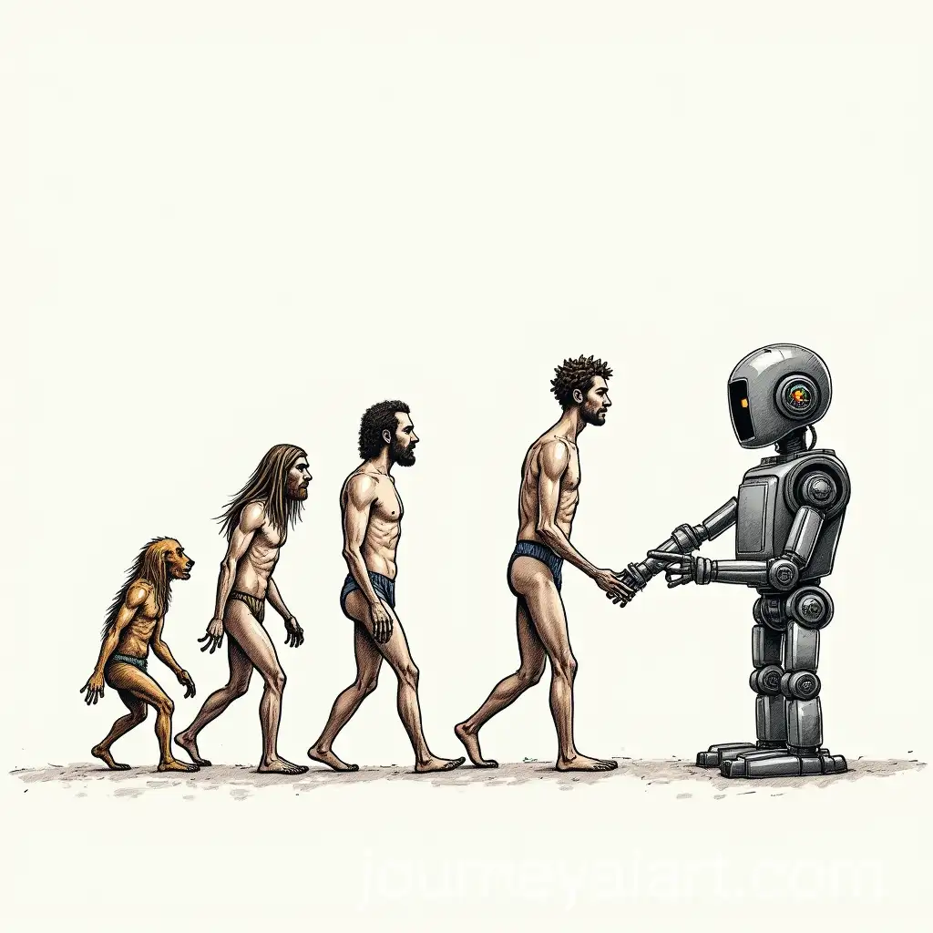 Evolution-of-Man-from-Prehistoric-to-Modern-Times-with-Robot-Assistance