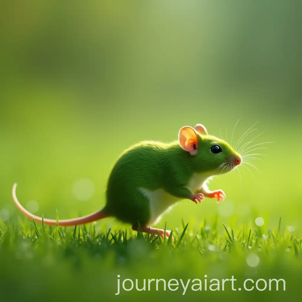 Green-Mouse-Running-Through-Grass-Field