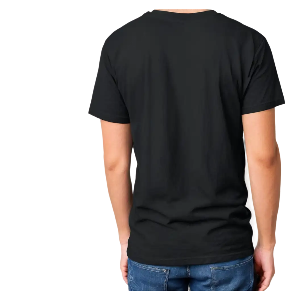 Flat-Black-Medium-TShirt-on-Floor-Facing-Back-PNG-Image-for-Versatile-Use