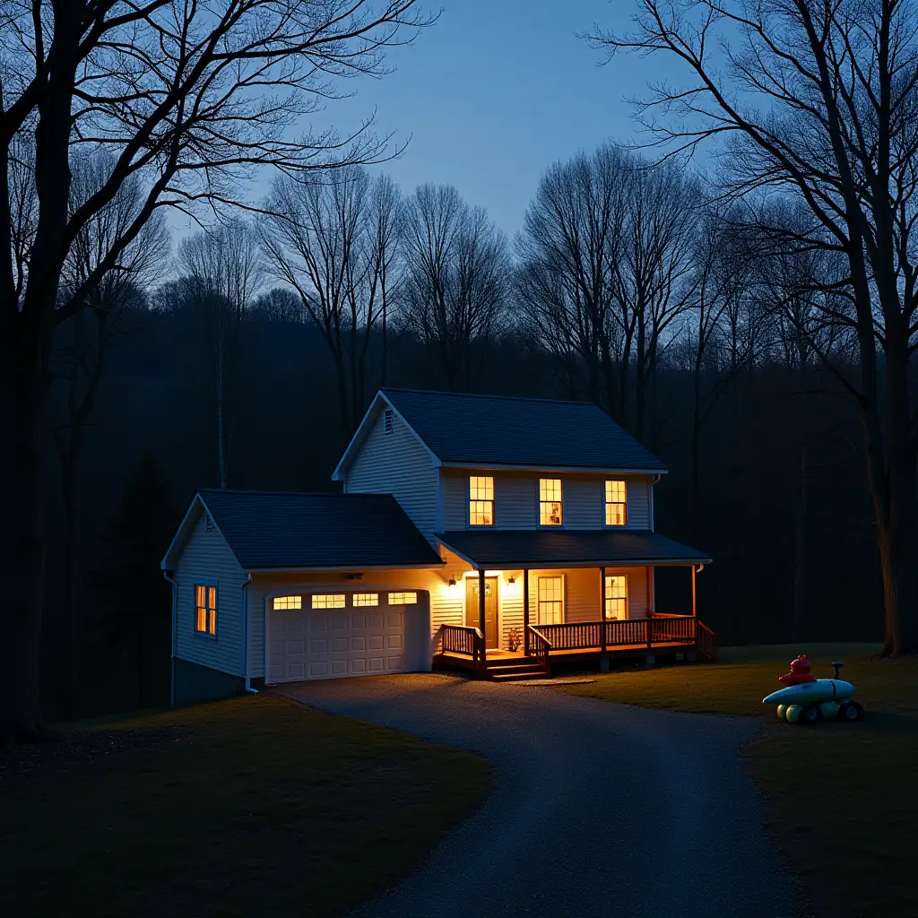 West-Virginia-Family-House-in-Evening-Light-Surrounded-by-Springtime-Woods