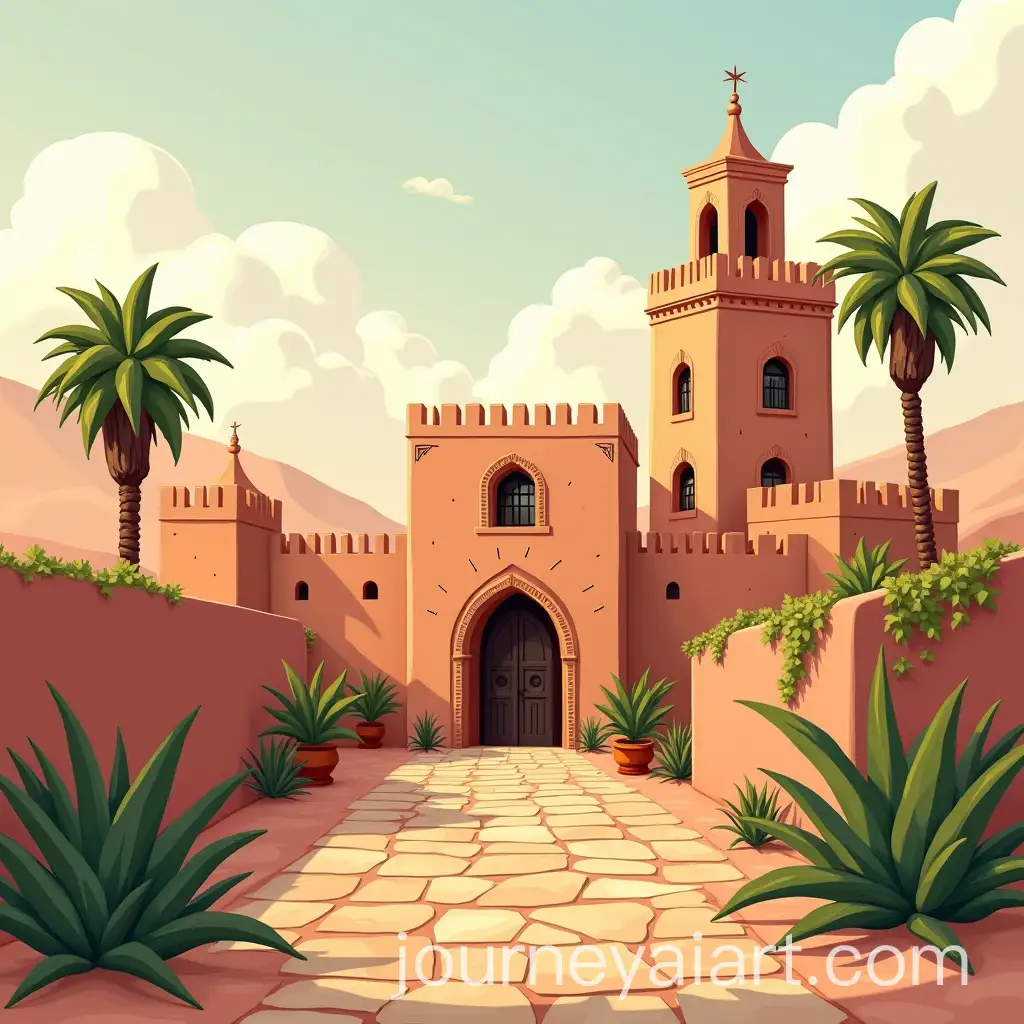 CartoonStyle-Illustration-of-a-Large-ArabicInspired-Moroccan-Architecture