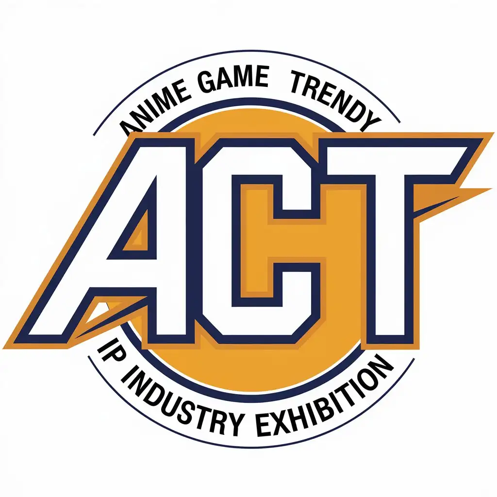 a vector logo design,with the text "Anime game trendy IP industry exhibition", main symbol:ACT,Moderate,be used in Entertainment industry,clear background