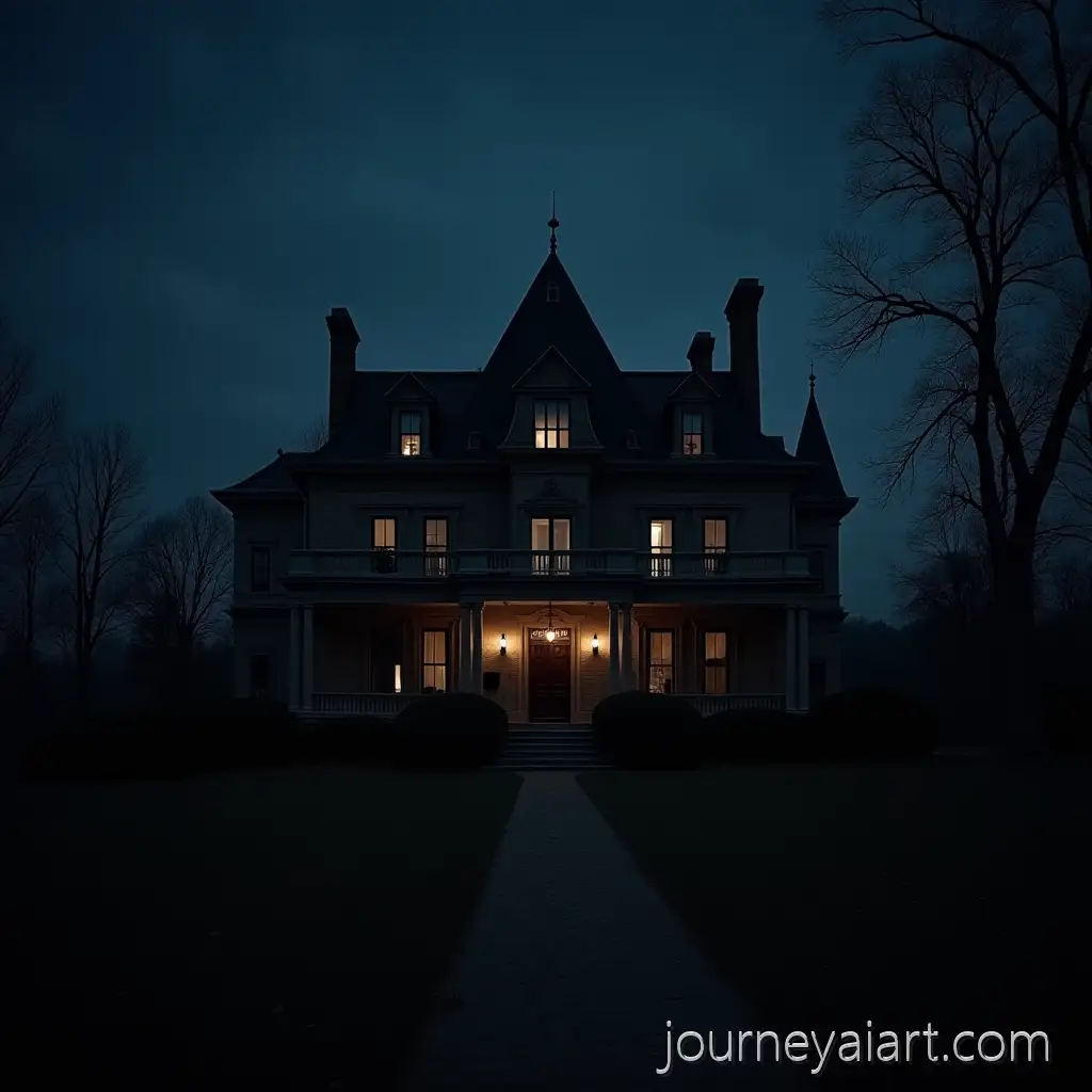 AbAI-Image-Prompt-Expansionandoned-Mansion-at-Night-with-Interior-Lights-On