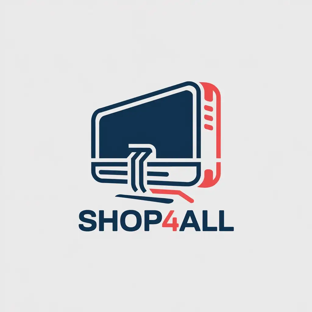 LOGO Design for Shop4ALL Blue and Red with PC Monitor Theme for Technology Industry